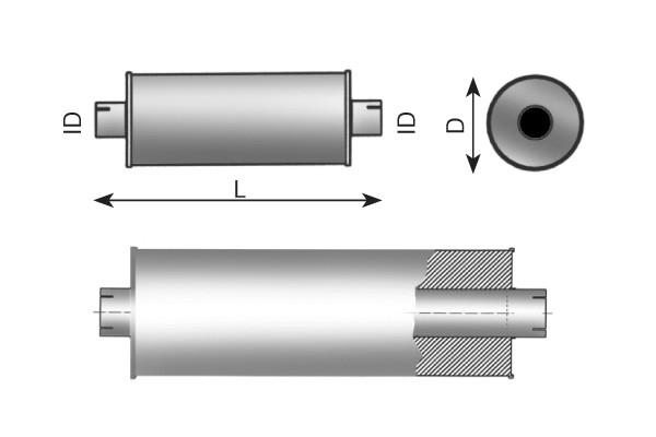 Kipufogó alkatrész TORPEDO MUFFLER 184X800/61MM UNIVERSAL SILENCER