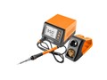 Паяльна станція SL1, 60W, 180-480°C Паяльна станція SL1, 60 Вт, 180 - 480 °C 19-200 від NEO потужністю 60 Вт має регулювання температури від 180 - 480 °C і точність +/- 2 °C. Обладнань рідкокристалічним дисплеєм та захистом паролем для зручності використання. ESD захист від накопичення статичного електрики та функція автоматичного відключення сприяють безпеці використання. Для того, щоб станція була готова до роботи, їй потрібен лише короткий час для розігріву - менше 1 хвилини. Пропонується з практичною підставкою. Характеристики Паяльна станція NEO tools 19-200 Призначення інструмента: професійний Країна реєстрації бренду: Польща Колір виробника: помаранчевий Основні характеристики Паяльна станція NEO tools 19-200 Бренд: NEO tools Вигляд: паяльна станція Потужність: 60 Вт Тип жала: незмінне Тип сопла: незмінне Тип паяльника: терморегульований Компонування паяльника: пряма Інші можливості Регулювання потужності: так Мінімальна потужність: 60 Вт Максимальна потужність: 60 Вт Регулювання температури: так Мінімальна температура: 180 °С Максимальна температура: 480 °С Живлення Вид жівлення: мережевий Напуга жівлення: 220-240 В Годину нагрівання: 1 хвилина хв Додаткова інформація Країна-виробник: Китай Технічні особливості Технічні особливості: регулятор температури Особливості: захист від накопичення статичного електрики та функція автоматичного відключення комплектація комплектація: рідкокристалічний дисплей, жало, підставка, шнур живлення